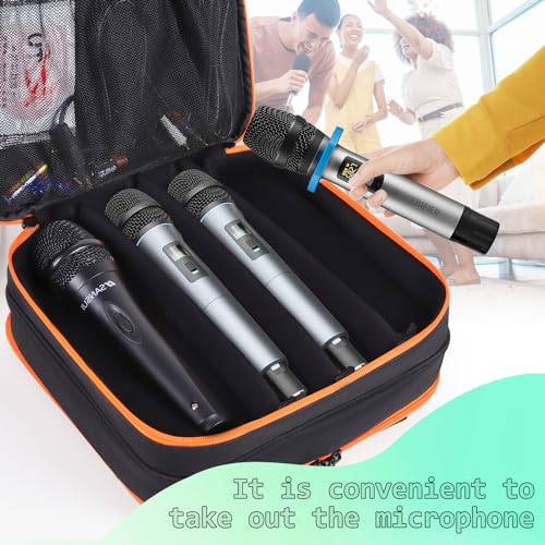 Microphone Case,Wireless Microphone Bag,Portable Storage Case | 8 Slots Mic Carrying Box Bags-Travel Adjustable Foam Box,Fits Singing,Karaoke,Party(Bag Only)