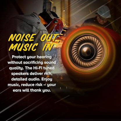 Plugfones Protector Volume Limited Audio Earbuds, OSHA Compliant Earplugs with Sound, Black & Red - color: Black & Red