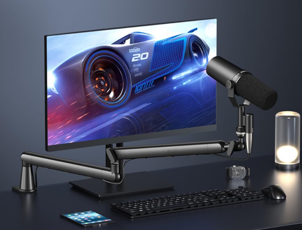Rode PodMic Dynamic Broadcast Microphone Bundle with StreamEye Lowpro Boom Arm and 10-Foot Balanced XLR Cable — Cardioid XLR Studio Mic for Podcasting, Live Streaming, Voice Over, Broadcasting