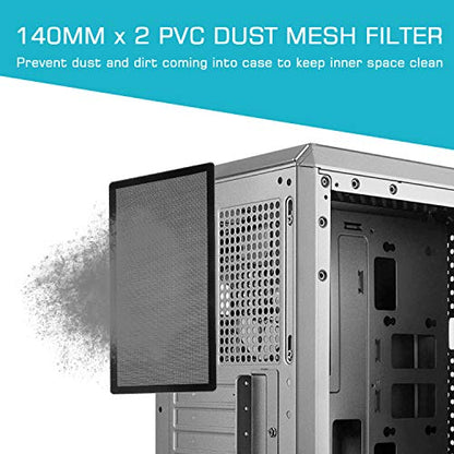 287mm Magnetic Fan Dust Mesh Filter PVC Computer PC Case Cover Black 2-Pack | Magnetic 11.3inch x 5.79inch PVC PC Fan Dust Mesh Filter - Protects Computer Chassis, Speakers & Electronics from Dust - size: 287x147mm/11.3x5.79inch Black, style: 287mm 2-Pack
