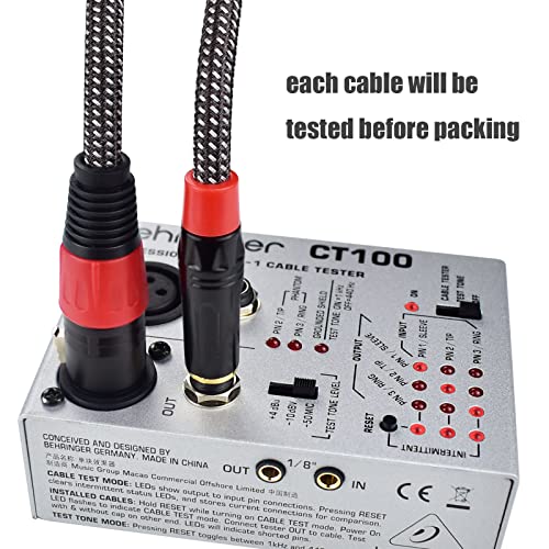 Unbalanced 1/4" TS Mono to XLR Female Microphone Cable, 3.3Feet 6.35mm Quarter inch to XLR Audio Patch Cord, Nylon Braided Heavy Duty, Copper Shielded Noise Free, for Speaker Mixer Interface - size: 3.3Feet, 2Pack