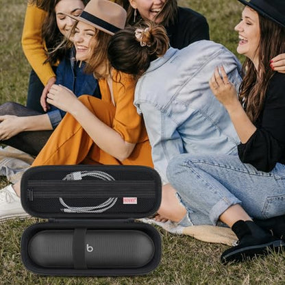 BOVKE Beats Pill용 휴대용 케이스 - 휴대용 블루투스 스피커, 새로운 Beats Pill 무선 스피커 여행용 홀더 가방, 충전 케이블, 액세서리를 위한 추가 메시 포켓 포함, 블랙 - color: 블랙.