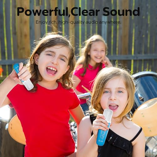 Contixo KS1 Mini Karaoke Machine for Kids with 2 Wireless Microphones, Blue | Portable Bluetooth Speaker, 2 Wireless Microphones, Dynamic Lights, Home Party Entertainment Toy - color: Blue