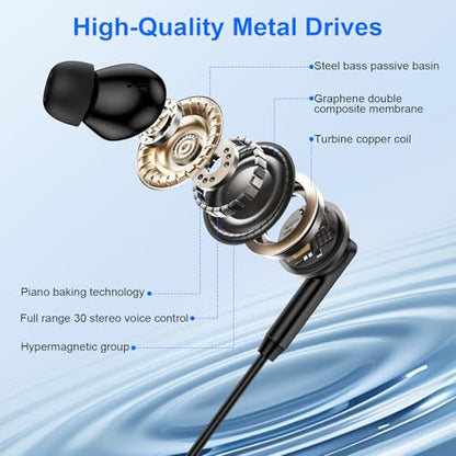 USB C Samsung Earbuds Wired Headphones for Samsung Galaxy S26 S25 Ultra S25 | FE Edge A17 A16 A36 A26 A56 iPhone 17 Ear Buds Android Phone USBC in-Ear Earphones Braided Cord Headsets with Microphone