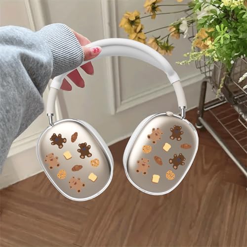 Cartoon Cute Bear Clear Case for Airpods Max Headphones Unique Kawaii Design Soft TPU Ear Cups Cover Anti-Scratch Silicone Ear Pad Protective Case 53 Headband Cover for Apple Airpods Max - color: Bread Bear 32