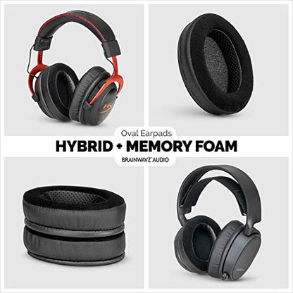 Brainwavz Hybrid Memory Foam Earpad - Black PU/Velour - Suitable for Large Over The Ear Headphones - AKG, HifiMan, ATH, Philips, Fostex - color: Hybrid Oval