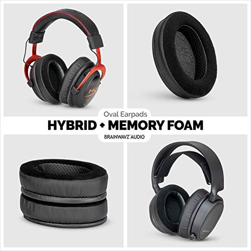 Brainwavz Hybrid Memory Foam Earpad - Black PU/Velour - Suitable for Large Over The Ear Headphones - AKG, HifiMan, ATH, Philips, Fostex - color: Hybrid Oval