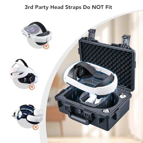Lykus Titan OQ200 Waterproof Hard Case, Works with Quest 3S/Quest 3/Quest 2, Fit Official Elite Head Strap, Better Protection [CASE ONLY] | CASE ONLY,Fits Stock and Official Elite Head Strap,IP67 Waterproof,Shockproof,CNC Cut Premium Foam - color: Black