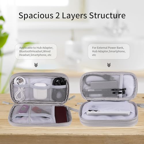 Travel Cable Organizer - Electronics Accessories Bag(Double Layer - Grey) - color: Double Layer -Grey