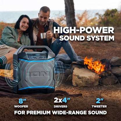 ION Block Rocker - Portable Bluetooth Outdoor Party Speaker with Karaoke Microphone, Battery, 4 Speakers, Radio, USB Port, App, Water-Resistant, 120W - style: Block Rocker