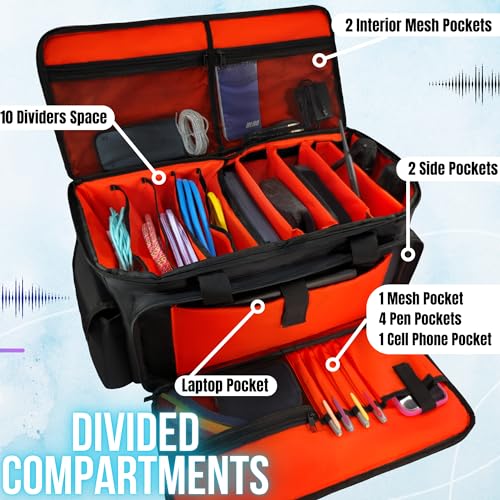 DJ Cable File Gig Bag with Detachable Dividers | 1680D Fabric | For DJ Gear, Sound Equipment & Accessories | Padded Storage for Mics, Lighting, Camera, Pedals, Cords