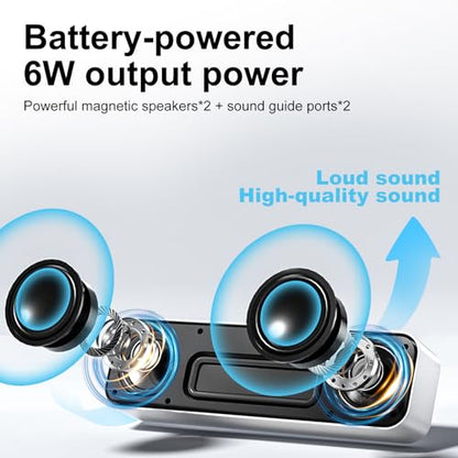Computer Speaker for Desktop,Rechargeable PC Speaker,Small Computer Soundbar with Stereo & Bass,3.5mm Aux-in,Bluetooth,TF Port,Loud Volume for Web Conferences,Teacher,Music (White) - color: White