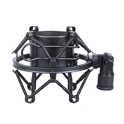 Koolertron Microphone Shock Mount,Mic Clip Holder,Universal 50MM Anti-Vibration Mic Holder for 48MM-54mm Diameter Studio Condenser Mic (Black)