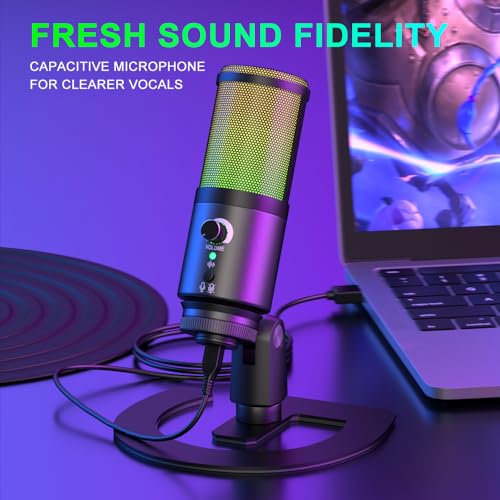 G-MARK MK6 RGB USB Condenser Microphone, Gaming Microphone for Podcasts, Streaming, Broadcasting, Condenser Mic with Cardioid, Omnidirectional, Compatible with PS4/5/PC