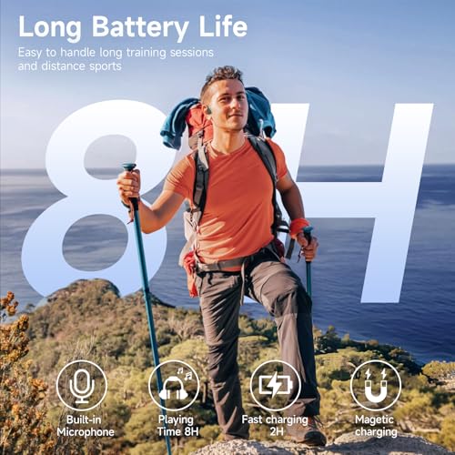 LOBKIN Bone Conduction Headphones,Bluetooth 6.0 Swimming Headphones Wireless, IPX8 Waterproof 32G Memory Open Ear Earphones with Microphone, 8H Playtimes for Hiking,Running,Swimming,Cycling (Green)