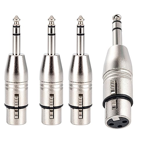 LanSenSu 4-Pack XLR Female to 1/4" TRS Adapter, Balanced Female XLR to Quarter Inch 6.35mm Male Adapters - style: XLR Female to 1/4" TRS Adapter