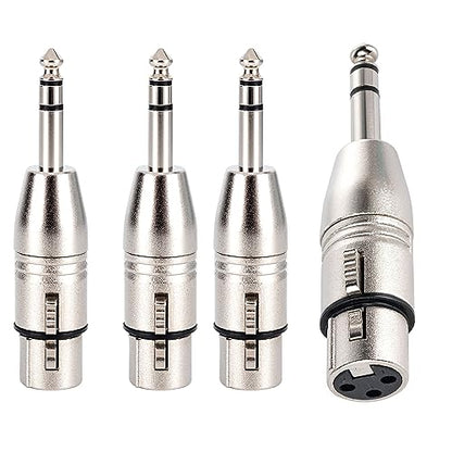 LanSenSu 4-Pack XLR Female to 1/4" TRS Adapter, Balanced Female XLR to Quarter Inch 6.35mm Male Adapters - style: XLR Female to 1/4" TRS Adapter