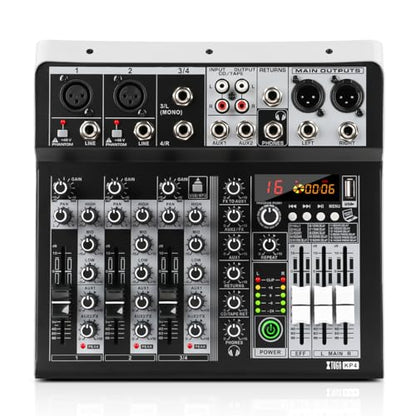 XTUGA KP4 4 Channel Audio Mixer with Bluetooth,DJ Sound Board Controller