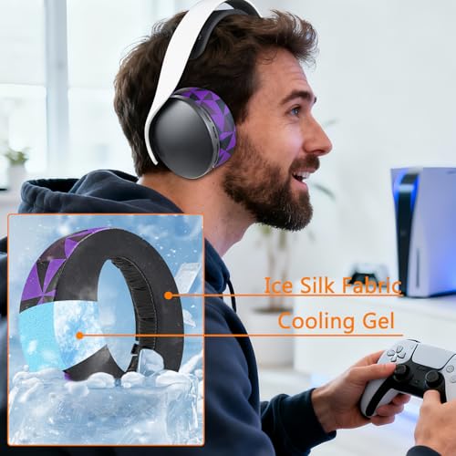 SOULWIT Earpads for Sony PS5 Pulse 3D Wireless Headset, Cooling Gel Replacement Ear Pad Cushions with Noise Isolation Foam - Purple Black - color: Purple Black