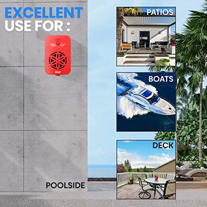 Pyle 500 Watt Bluetooth Indoor Outdoor Speakers Pair - Dual Waterproof 5.25” 2-Way Full Range Speaker System w/ 1/2” High Compliance Polymer Tweeter | Home, Boat, Marine, Deck, Patio, Poolside (Red) - color: Red
