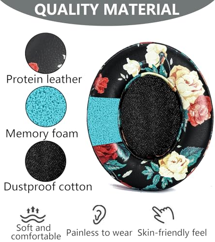 Replacement Ear Pads Compatible with Beats Studio 3 Wireless Black Flower - color: Black Flower