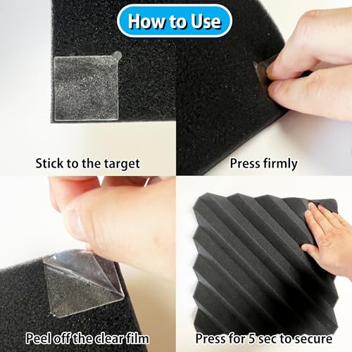 FOROOMACO Mini Ear Double-Sided Mounting Squares for Acoustic Foam, 300 Pcs | Pre-cut 1.18 in foam mounting tape squares with easy-peel tabs for acoustic foam, foam boards, signs and light decor