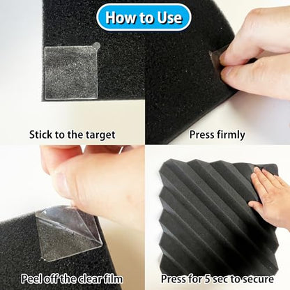 FOROOMACO Mini Ear Double-Sided Mounting Squares for Acoustic Foam, 300 Pcs | Pre-cut 1.18 in foam mounting tape squares with easy-peel tabs for acoustic foam, foam boards, signs and light decor