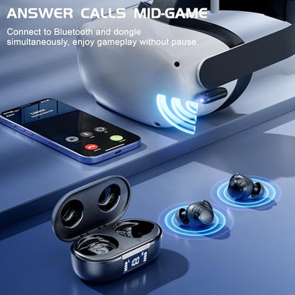 IAMJOY Low Latency Wireless Gaming Audio Adapter, 2.4GHz Dongle & Bluetooth for Meta Quest 3/2, PS5, Switch, Steam Deck, PC (Pure Black) - color: Pure Black