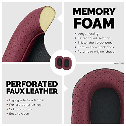 Brainwavz Perforated Replacement Earpads for Sony MDR 7506, V6 & CD900ST with Memory Foam Ear Pad & Suitable for Other On Ear Headphones (Red)