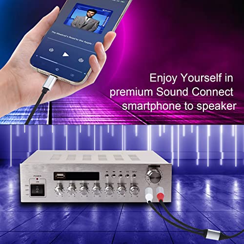 Lightning to Dual 6.35mm Mono Stereo Y-Cable Splitter Lightning to Dual 1/4 inch Audio Cable Compatible for iPhone14/13/12/11/X/XS/XR/8/7/iPad,Amplifier, Speaker, Headphone, Mixing Console