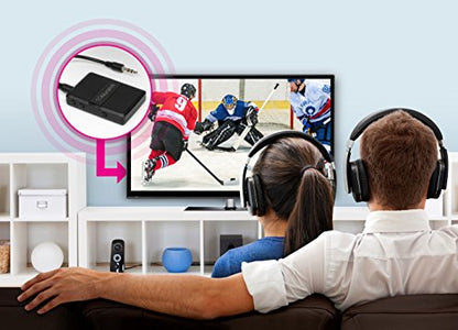 Aluratek Bluetooth V5.0 Audio Receiver and Transmitter Adapter with Low Latency for TV, PC, Auto, Airpline, MP3 Player (Connect to 2 Devices Simultaneously), AUX/RCA - ABC01F