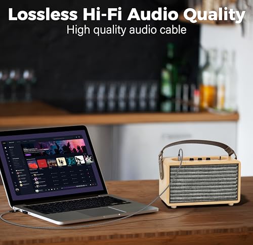 USB to 6.35mm TRS Stereo Audio Cable 15 FT, USB-A to 1/4" Audio Adapter Aux Jack Stereo Cord, Gold-Plated Connector, Nylon Braided Jacket, DAC Chip, for Laptop, Amplifier, Mixer, Home Theater, Speaker - size: 15FT