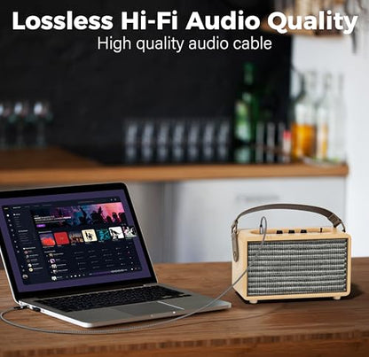 USB to 6.35mm TRS Stereo Audio Cable 15 FT, USB-A to 1/4" Audio Adapter Aux Jack Stereo Cord, Gold-Plated Connector, Nylon Braided Jacket, DAC Chip, for Laptop, Amplifier, Mixer, Home Theater, Speaker - size: 15FT