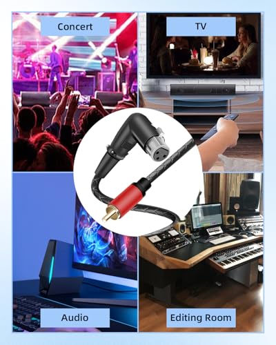90 Degree XLR 3-Pin Female to RCA Male Stereo Audio Cable,3-Pin Right Angle XLR to RCA Plug Adapter Converter Cord,Balance to Unbalanced,Mixer,Power Amplifier,Audio Player (1FT/30CM) - style: 90 Degree XLR 3-Pin Female to RCA Male(0.3m/1ft)
