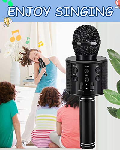 만 3-12세 아동용 장난감, 노래방 마이크, 아동용 생일 선물 선물, 5, 6, 7, 8, 9, 10, 11, 12세 여아 남아 장난감, 만 4-11세 여아 남아 청소년용 - 블랙 - color: 블랙.
