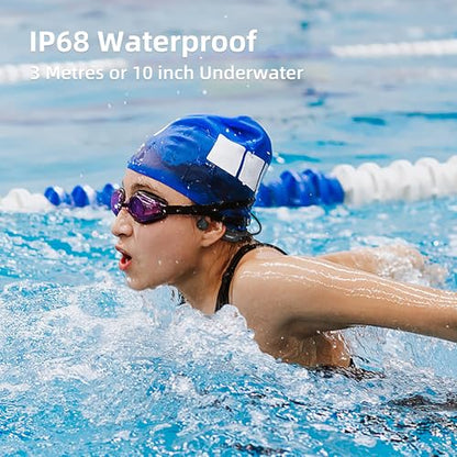 Bone Conduction Swimming Headphones, IPX8 Waterproof Open-Ear Headset | Bluetooth 5.4, 32GB Memory, Built-in Mic, 10H Playtime, Waterproof Sport Earphones Wireless - color: Pro - Black