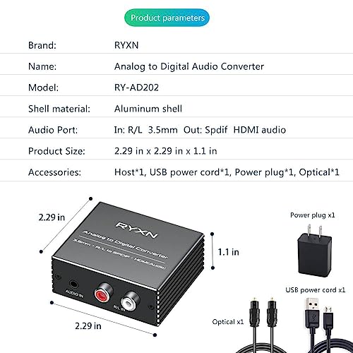 RCA & 3.5mm to Optical & HDMI Audio Converter, HDMI Switch 2 in 1 Out