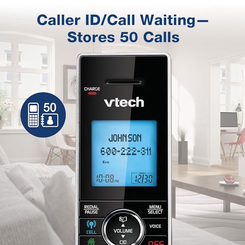 VTech-Cordless Phone with Answering Machine with DECT 6.0 Headset, Bluetooth, Connect to Cell, Caller ID/Call Waiting, Handset Intercom,1,000 Name & Number Phonebook -DS6771-2 Silver/Black - size: Handset + Headset, style: Handset + Headset