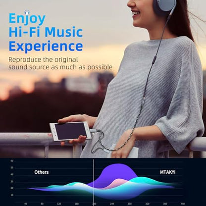 2 in-2 Lightning USBC to 3.5mm Headphone and Charger Adapter, [MFi Certified] USB C to Aux Audio Jack with PD 60W Fast Charging Dongle, Headphone Adapter for iPhone 16/15 14/13, Galaxy, Pixel (Blue)
