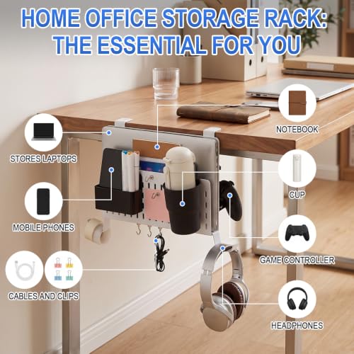 Desk Side Storage Organizer Set Fits Edge 0.2-2.2",Classic,White