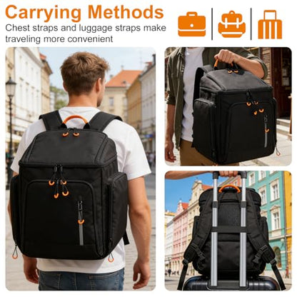 Carrying Case Travel Speaker Backpack Fit for Bose S1 Pro/S1 Pro+ | Portable Bluetooth Speaker Carrying Bag Featuring Accessory Pockets and Headphone Compartment, Holds 6 Microphones