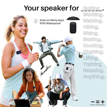 Golf Speaker/Wireless Wearable Bluetooth Speaker/Portable/Clip on/Up to 18hrs of Battery Life/Built-in Mic for Hands-Free Music and Calls/Water Resistant/Modern Design (Black) - color: Black