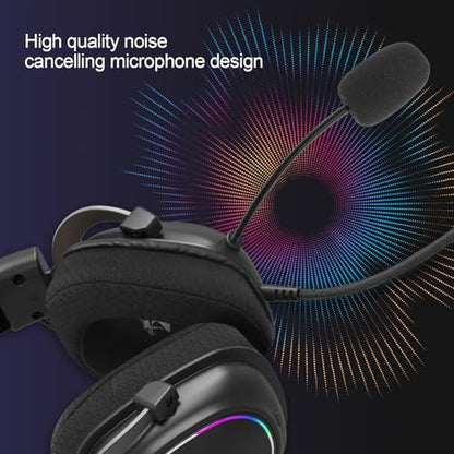 Redragon H510 AK RGB Wired Gaming Headset - 7.1 Surround Sound - 53MM Audio Drivers in Memory Foam Ear Pads w/Replaceable Shell- Multi Platforms Headphone - USB Powered for PC/PS4/NS | 53mm Drivers, Memory Foam Ear Pads w/ Replaceable Shell, Multi-Platfor