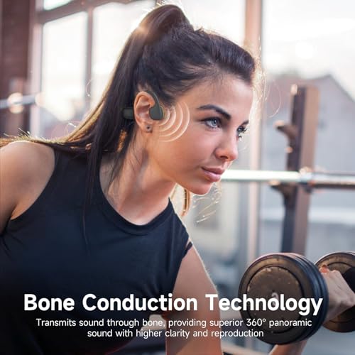 LOBKIN Bone Conduction Headphones,Bluetooth 6.0 Swimming Headphones Wireless, IPX8 Waterproof 32G Memory Open Ear Earphones with Microphone, 8H Playtimes for Hiking,Running,Swimming,Cycling (Green)