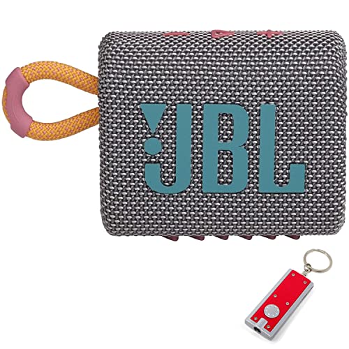 JBL Go 3 - Portable Bluetooth Speaker, Built-in Battery, Waterproof and Dustproof, Bonus Keychain LED Included - Gray - color: Gray
