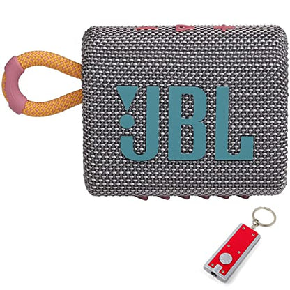 JBL Go 3 - Portable Bluetooth Speaker, Built-in Battery, Waterproof and Dustproof, Bonus Keychain LED Included - Gray - color: Gray