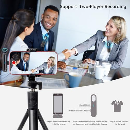 P Panoraxy Wireless Lavalier Microphone for iPhone iPad, 2 Pcs Professional Mics with Charging Case for Record Interview, Vlogs, Podcast, Live Streaming - size: Lighting