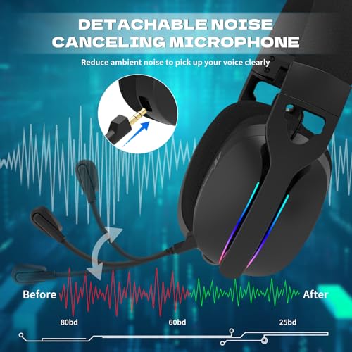 ATTACK SHARK L90 Over-Ear Wireless Gaming Headphone with Mic - Black | 2.4GHz/Bluetooth/Wired, 40mm Driver, 7.1 Surround Sound, Foldable, Ultra-Light, RGB, Customizable, Ergonomic, for PS4/PS5/PC - color: BLACK