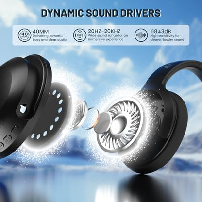LexonElec Attack Shark G300 Wireless Active Noise Cancelling Headset, Bluetooth 5.3 Deep Bass HD Stereo Sound Over Ear, 20H Playtime, Built-in Mic Lightweight Design 3.5mm Gaming Headset (Black) - color: Black