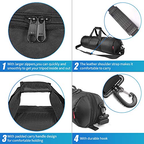 HEMMOTOP Tripod Bag All-Around Thick Padded Case Portable 25.6x7 in R06518 | Heavy Duty, Nylon, Hand-Held and Shoulder-Back, 2 Zippered Pockets, for Carrying Speaker Stand, Mic Stand, Telescope - size: 25.6" L x 7" D